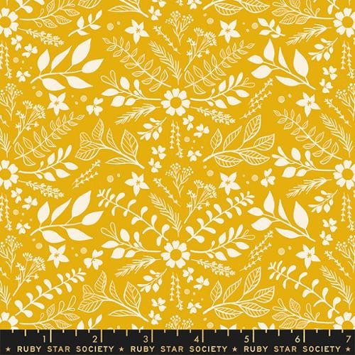 Herb Damask in Goldenrod - Curio by Melody Miller for Ruby Star Society - Sprigs, Florals, Flower - 100% Cotton - Moda Fabrics - RS0062 12