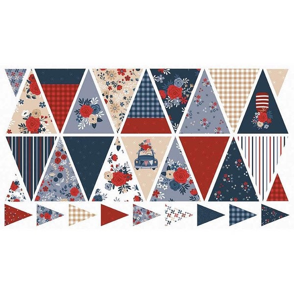 Red, White, and True Bunting Panel by Dani Mogstad - 100% Cotton - Riley Blake Designs - P13191