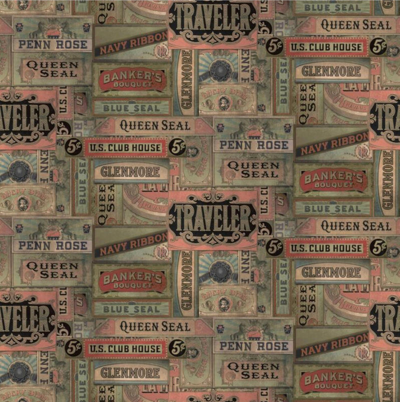 Cigar Box Canvas - Embark by Tim Holtz - Sold by the Half Yard - 100% Cotton - CCTH006.MULTI