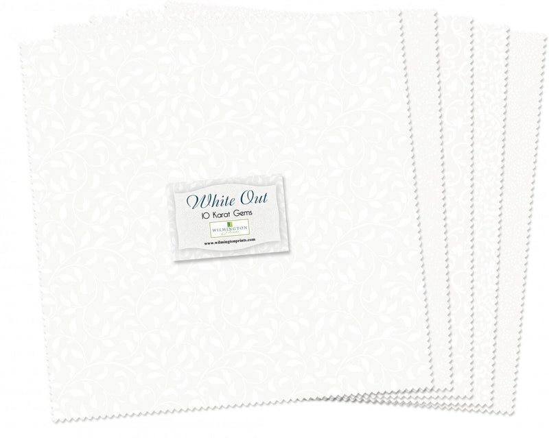 White Out 10” x 10 Pack - 42 pcs - 10 Karat Gems - 100% Cotton - Wilmington Prints - Q512-12-512