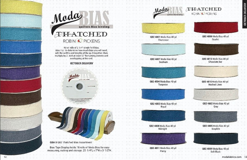 Thatched Soft Black 2.5” Bias Quilt Binding - Robin Pickens for Moda Fabrics - QB2 4809