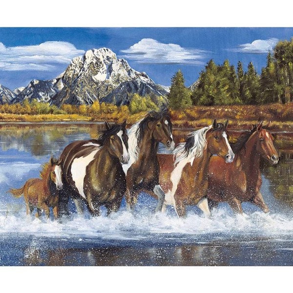 Going Home Horse Panel 36” x 43.5” - Ride the Range - 100% Cotton - PD12745