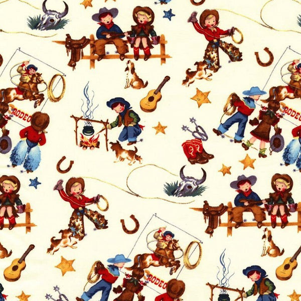 Rodeo Kids - Michael Miller Fabrics - 100% Quilting Cotton - CX1147-CREM