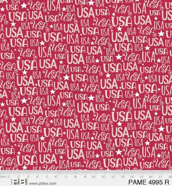 USA Words Red - Patchwork Americana by Loni Harris for P&B Textiles- 100% Cotton - PAME 4995 R