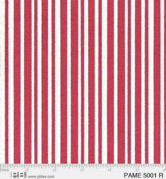 Patriotic Stripes Red - Patchwork Americana by Loni Harris for P&B Textiles- 100% Cotton - PAME 5001 R