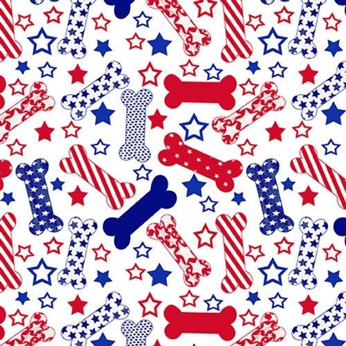 Patriotic Dog Bones - Paws for America by Jill Meyer for StudioE Fabrics - 100% Cotton - E-7069-78