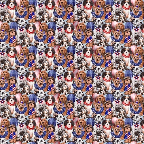 Patriotic Packed Dogs - Paws for America by Jill Meyer for StudioE Fabrics - 100% Cotton - E-7066-78
