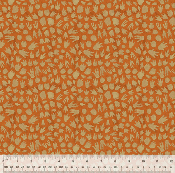 Dinosaur Tracks Burnt Orange - Age of the Dinosaurs by Katherine Quinn for Windham Fabrics - 100% Cotton - 53560D-9