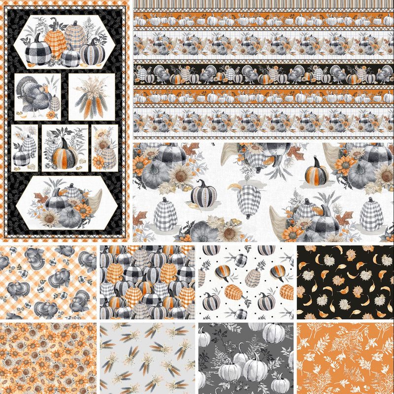 Plaid Pumpkins Collage Harvest Classics - Anna Bailey for Blank Quilting - HARVESTCLASS-B-2710-90