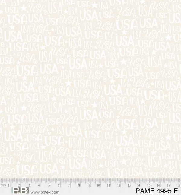 USA Words Cream on Cream - Patchwork Americana by Loni Harris for P&B Textiles- 100% Cotton - PAME 4995 E
