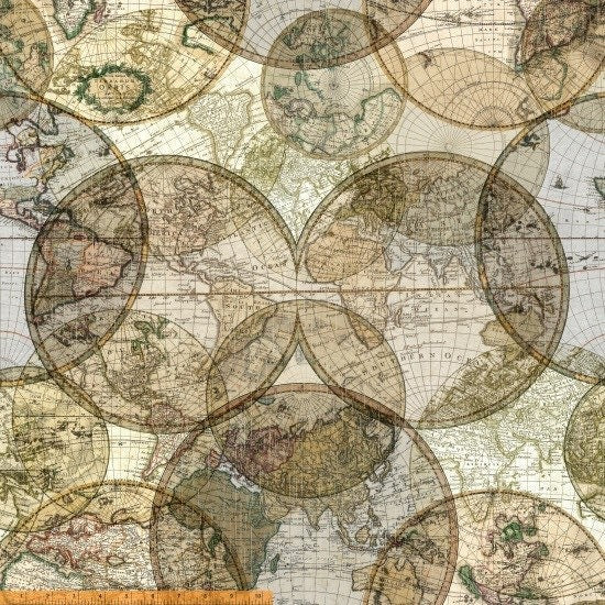 World Globes Quilt Backing - 108” wide - Sold by the Half Yard - 100% Cotton - Windham Fabrics - 51386D-X