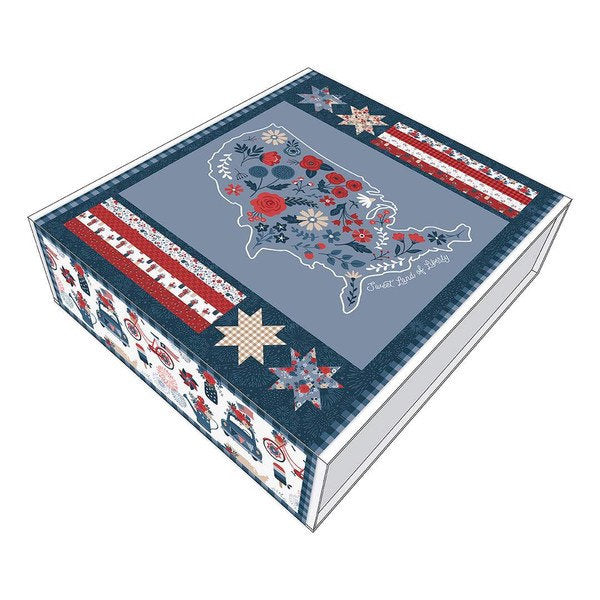 Sweet Land of Liberty Boxed Quilt Kit - 44” x 53” - Red White and True - Keepsake Gift Box - Dani Mogstad Fabric - Riley Blake