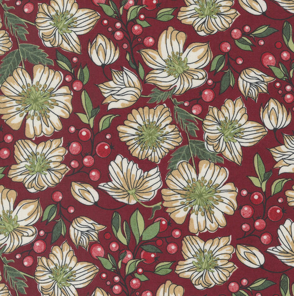 Christmas Rose Cranberry - Half Yard Increments - Jolly Good by BasicGrey for Moda Fabrics -  100% Cotton - 30720 18