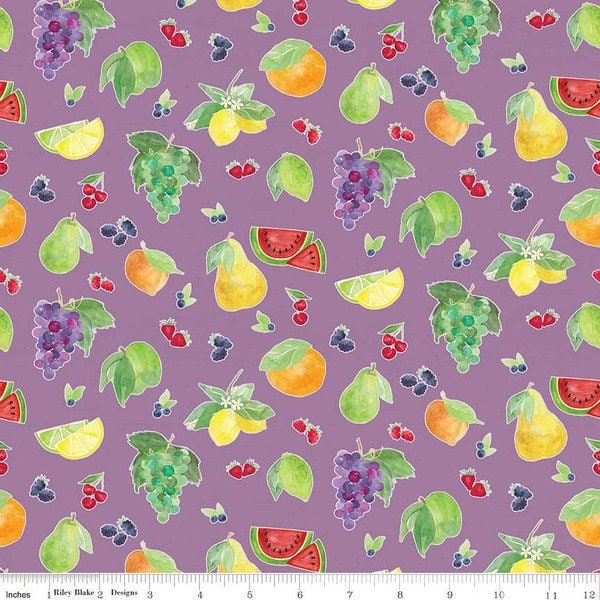 Fruit Toss Lilac - 100% Cotton - Monthly Placemats - Riley Blake Designs - C12415-LILAC