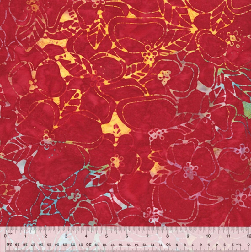 Splash Batiks Morning Glory Heart (Red) - Sold by the Half Yard - QE6 Splash Anthology Fabrics - 430Q-1