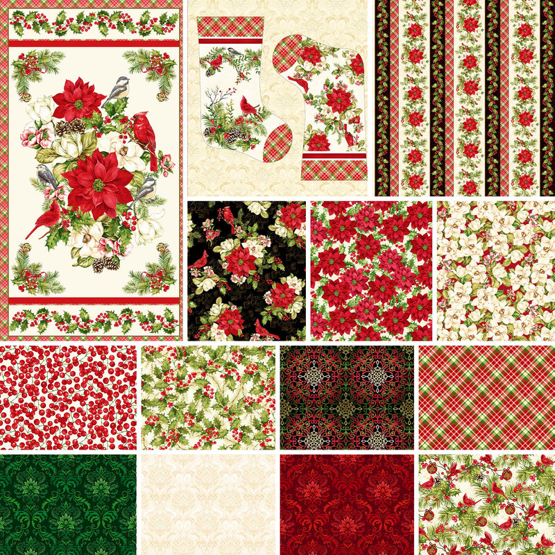 Holly Berry Park Holly Leaves and Berries - Sold by the Half Yard - Art Loft for StudioE Fabrics - E-7268-33