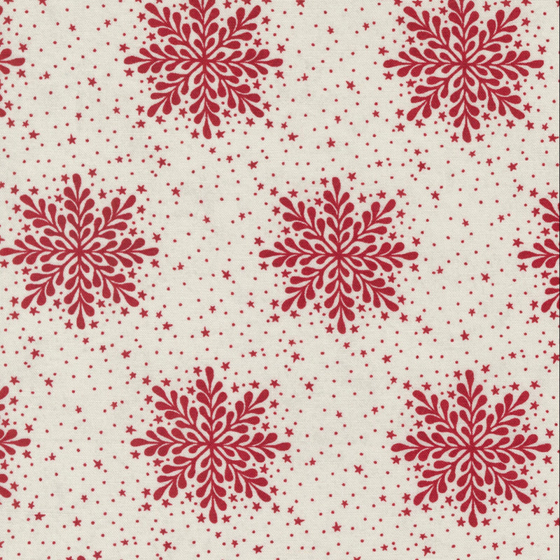 Wonderland Winter Snowflake Eggnog Cranberry - Half Yard Increments - Jolly Good by BasicGrey for Moda Fabrics -  100% Cotton - 30722 15