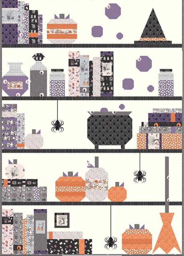 Spooky Shelfie Boxed Quilt Kit by Melissa Mortenson of Polka Dot Chair - 48 x 68 - Riley Blake Designs - KT-13200