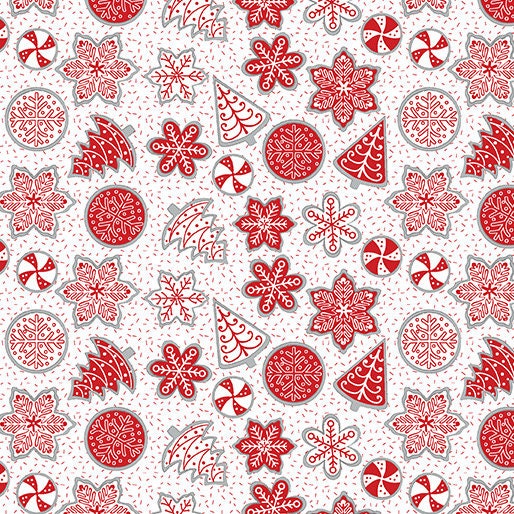 Christmas Cookies Red - Sold in Half Yard Increments - Nordic Cabin by Cherry Guidry - Benartex -  100% Cotton - 4589P 10