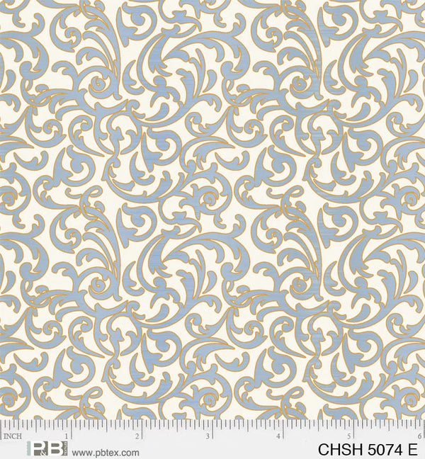 Scroll Ecru - Christmas Shimmer - 100% Cotton - P&B Textiles - CHSH 5074E