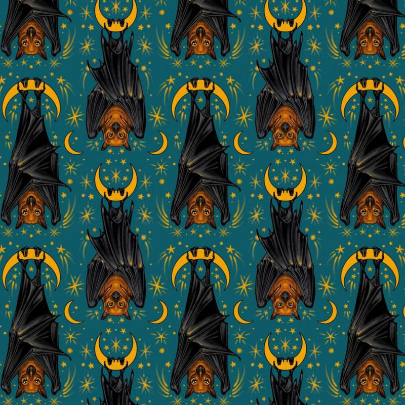 Aim for the Moon Turquoise - Sold by the Half Yard - Storybook Halloween by Rachel Hauer - PWRH058.TURQ