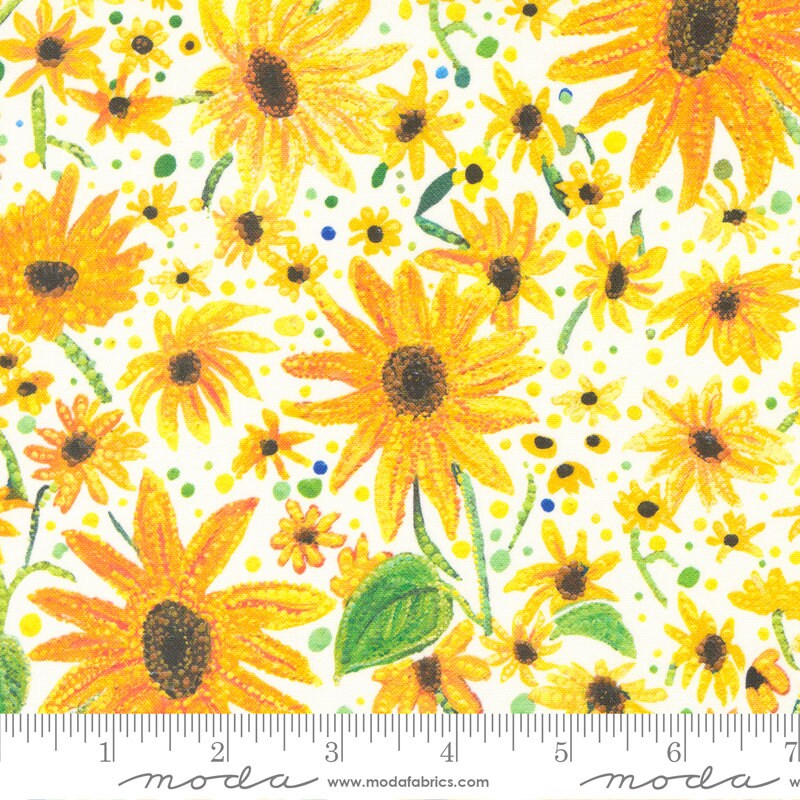 Enchanted Dreamscapes Black Eyed Susans “Sunflower” - Sold by the Half Yard - Ira Kennedy for Moda Fabrics - 100% Cotton - 51261 11