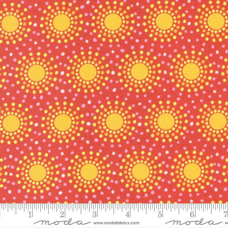 Enchanted Dreamscapes Day Dots Sun “Flame” - Sold by the Half Yard - Ira Kennedy for Moda Fabrics - 100% Cotton - 51262 12