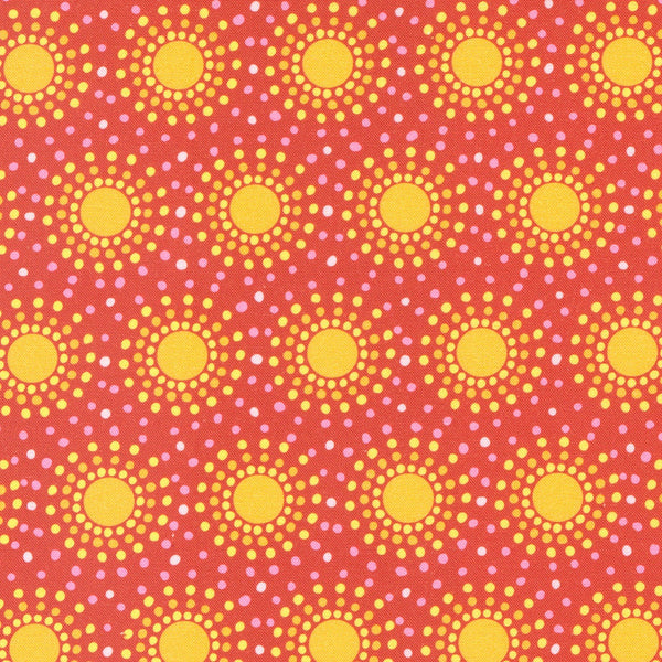 Enchanted Dreamscapes Day Dots Sun “Flame” - Sold by the Half Yard - Ira Kennedy for Moda Fabrics - 100% Cotton - 51262 12