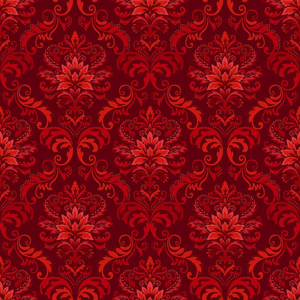 Holly Berry Park Damask Mini Red - Sold by the Half Yard - Art Loft for StudioE Fabrics - E-7272-88