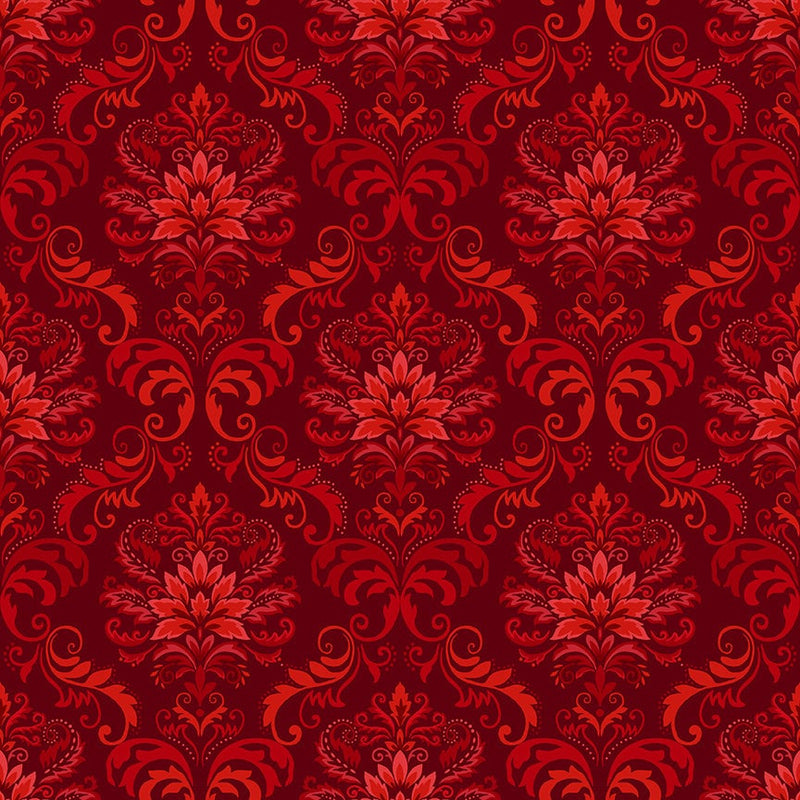 Holly Berry Park Damask Mini Red - Sold by the Half Yard - Art Loft for StudioE Fabrics - E-7272-88