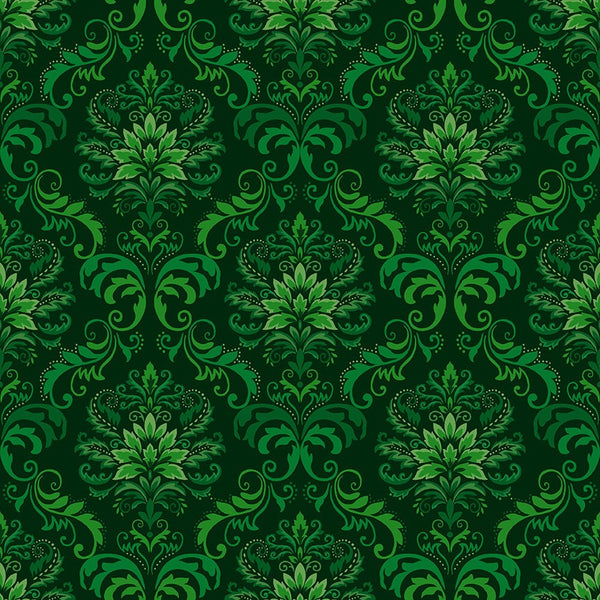 Holly Berry Park Damask Mini Green - Sold by the Half Yard - Art Loft for StudioE Fabrics - E-7272-66