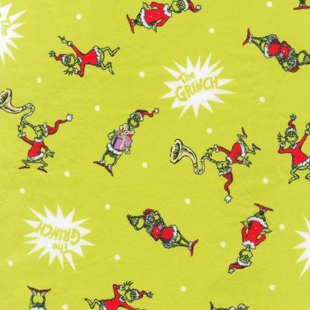 Minky The Grinch Green - Sold by the Half Yard - Licensed Dr. Seuss - 100% Quilting Cotton - Robert Kaufman - ADEDY-21776-7