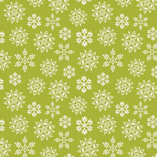 Nordic Snowflakes Lime - Sold in Half Yard Increments - Nordic Cabin by Cherry Guidry - Benartex -  100% Cotton - 13421P 44