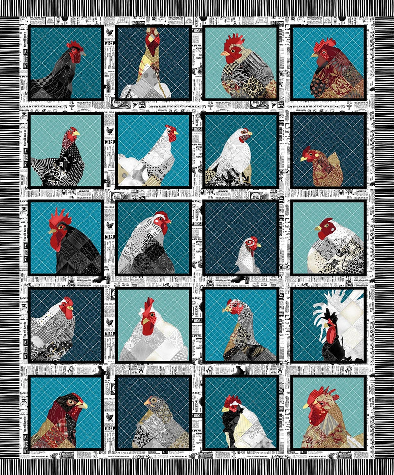 Zooming Chickens Quilt Kit - 59" x 67" - Fabric by Timna Tarr
