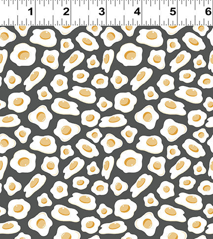 Fried Eggs Dark Taupe - Sold by the Half Yard - Cluck Cluck Bloom - Teresa Magnuson - Clothworks - Y3793-63
