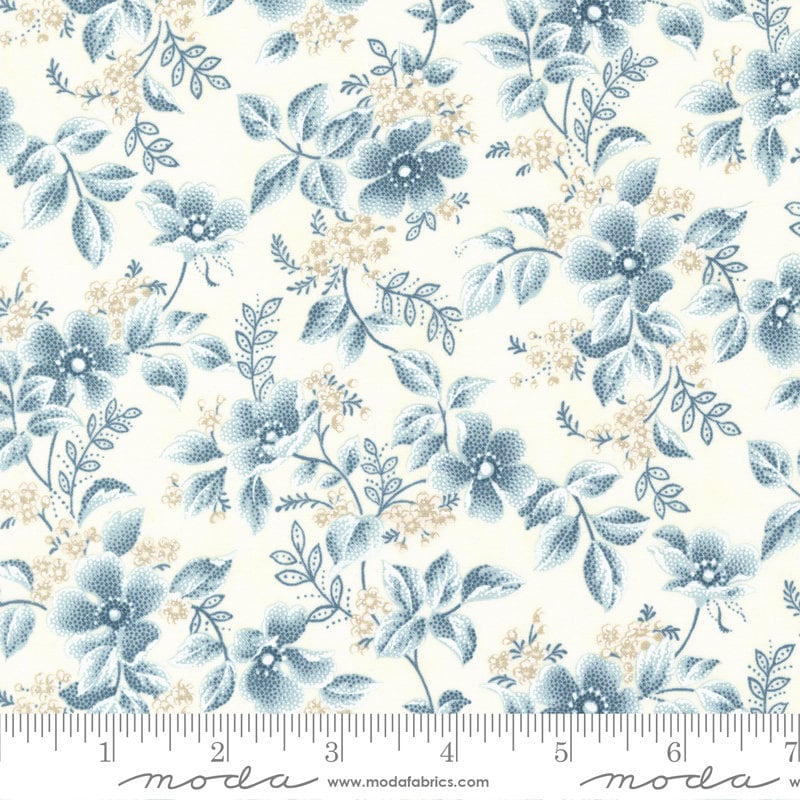 Delicate Blossoms Cascade in Cloud/Sky - Sold by the Half Yard - 3 Sisters for Moda Fabrics - 44321 21
