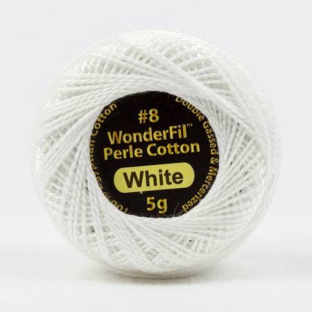 White 8wt Perle Cotton Thread -  5-Gram- 42 Yards - 100% Egyptian Cotton Thread - EL5G-100