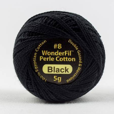 Black 8wt Perle Cotton Thread -  5-Gram- 42 Yards - 100% Egyptian Cotton Thread - EL5G-200