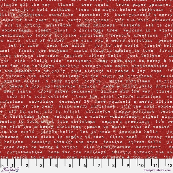 Tidings Type Flannel - Wonderland by Tim Holtz - Sold by the Half Yard - 2-ply Flannel - 100% Cotton - Free Spirit - FNTH0056.RED