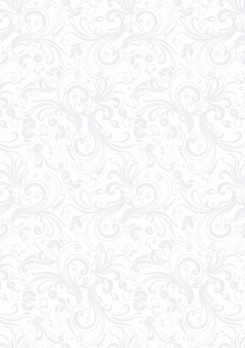 Rhapsody Scroll White on White - Rhapsody in White - Benartex - 100% Cotton - 14248-09