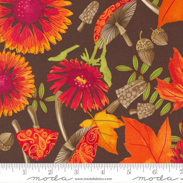 Indian Blanket Flowers in Chocolate - Sold by the Half Yard - Forest Frolic - Robin Pickens for Moda - 48740 15