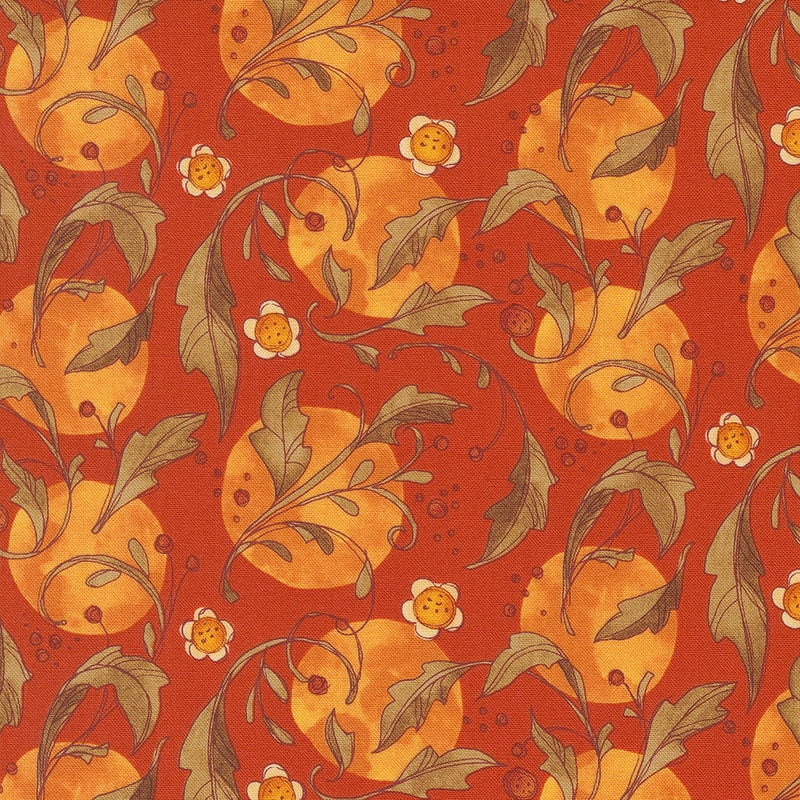 Swirly Leaves and Dots in Copper - Sold by the Half Yard - Forest Frolic - Robin Pickens for Moda - 48741 18