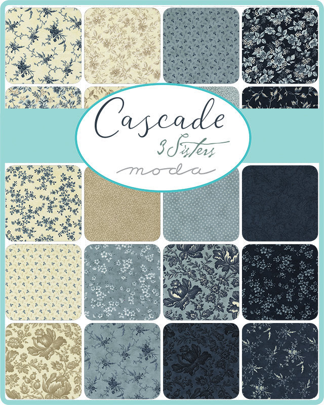 Delicate Blossoms Cascade in Cloud/Sky - Sold by the Half Yard - 3 Sisters for Moda Fabrics - 44321 21