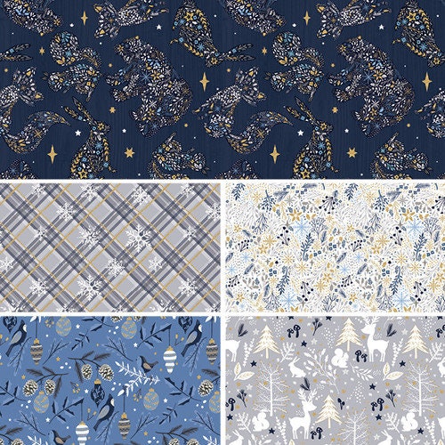 Packed Foliage White with Gold Glitter - Sold by the Half Yard - Majestic Winter - 100% Cotton - 3 Wishes Fabrics - 3MAJESTICWIN-20721