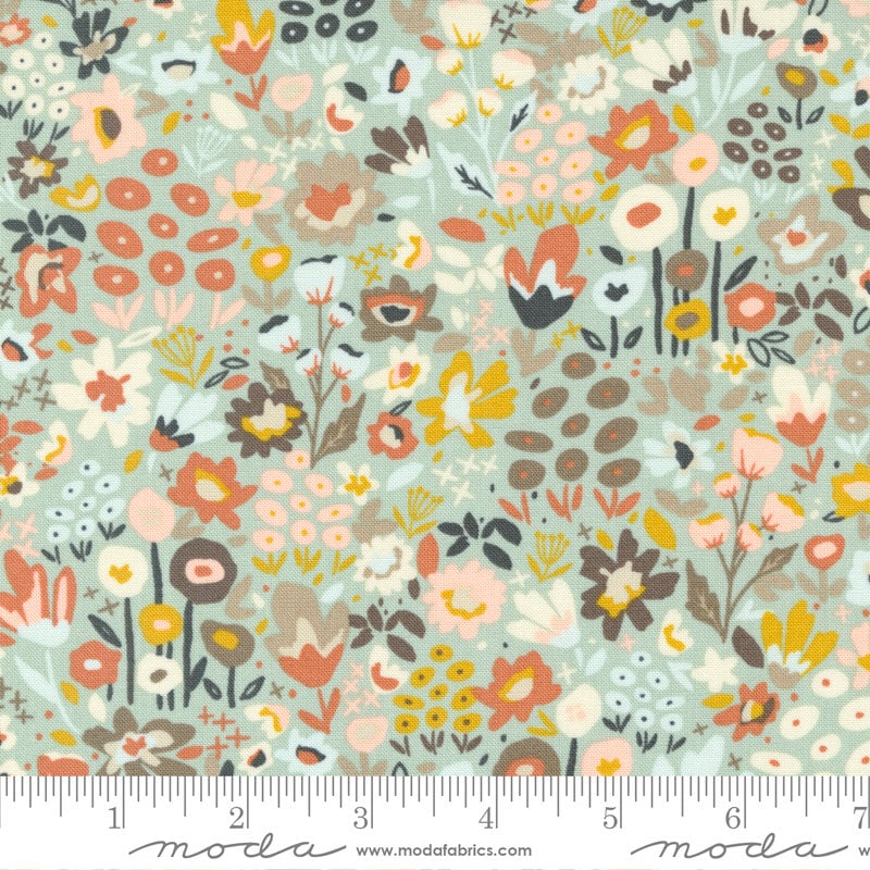 Meadow Walk Florals in Rainy Mist - Sold by the Half Yard - Dawn on the Prairie - Fancy That Design House for Moda - 45572 18