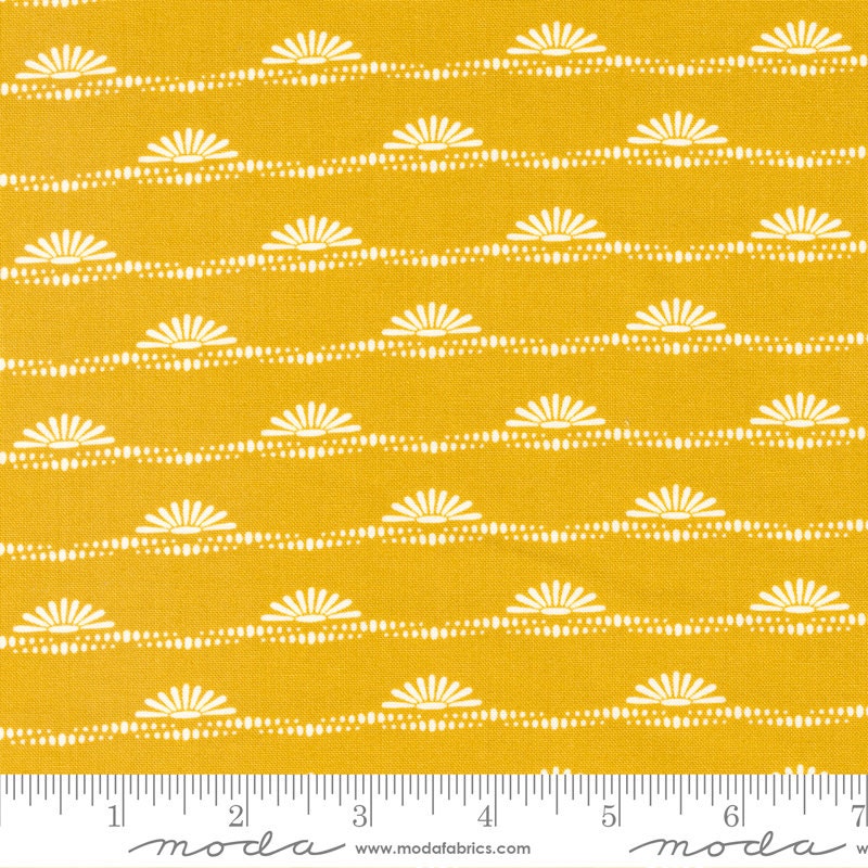 Prairie Sun Stripes in Golden Mustard - Sold by the Half Yard - Dawn on the Prairie - Fancy That Design House for Moda - 45576 20