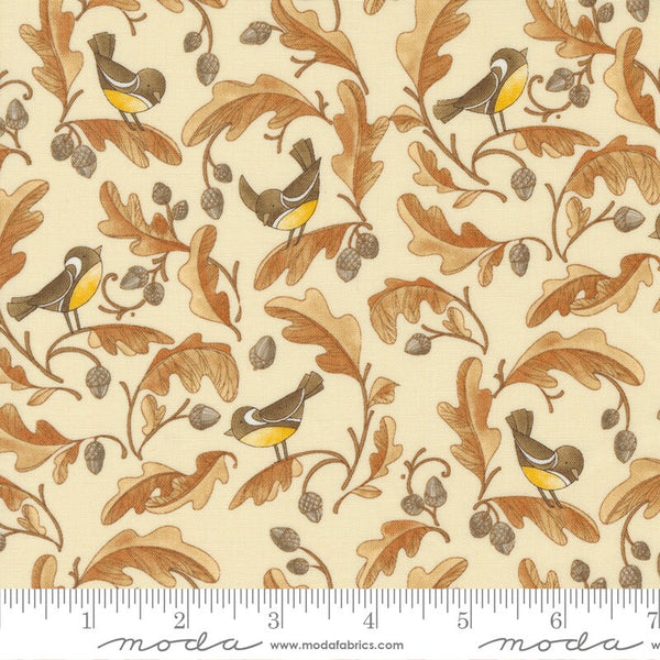 Chickadees and Acorns in Cream - Sold by the Half Yard - Forest Frolic - Robin Pickens for Moda - 48742 12