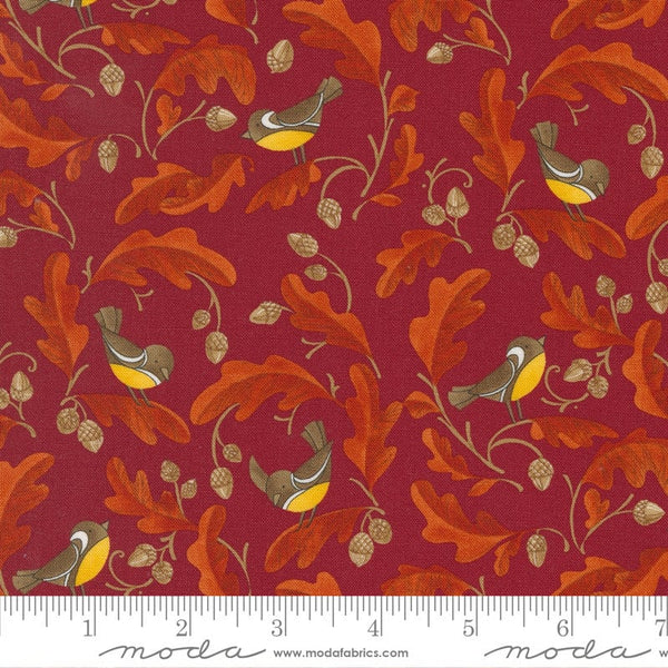 Chickadees and Acorns in Cinnamon - Sold by the Half Yard - Forest Frolic - Robin Pickens for Moda - 48742 16