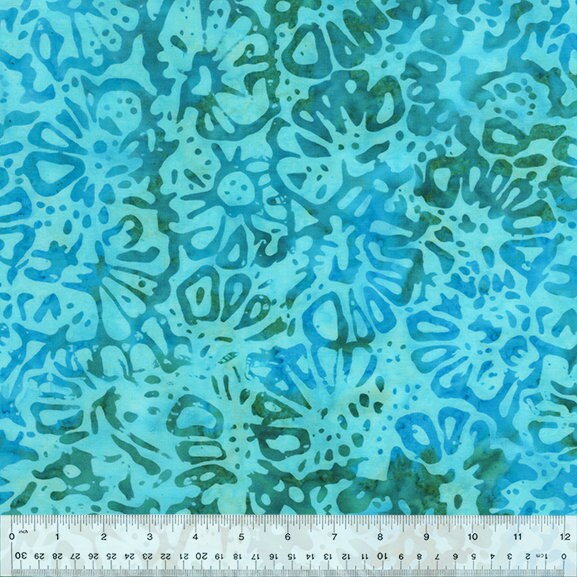 Splash Batiks Organic Floral "Lilypad" - Sold by the Half Yard - QE6 Splash Anthology Fabrics - 436Q-3