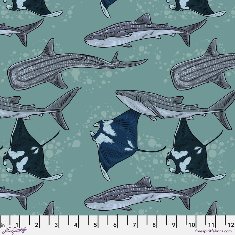 Gentle Giants - Sold by the Half Yard - Mariana by Rachel Hauer - Free Spirit Fabrics - PWRH085.AQUA